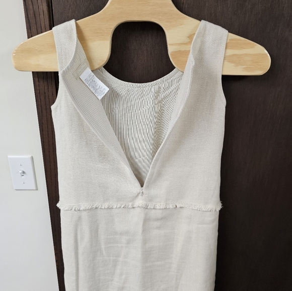 'S Max Mara Beige Linen Blend Sleeveless Sheath Dress‎ Career Work Women's Sz 10 - Picture 5 of 5